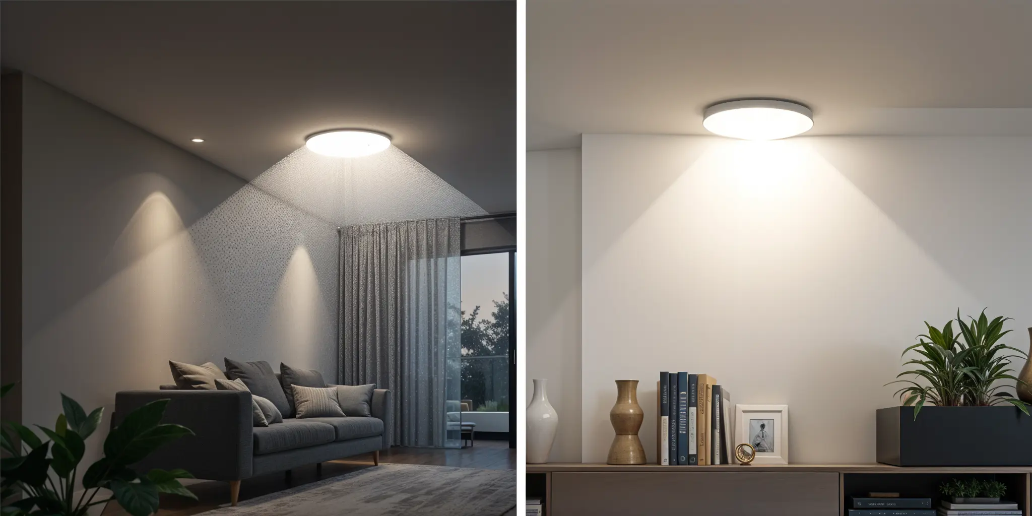 Comparison of can lights and recessed lights in a modern room highlighting key differences in design and illumination - Can Lights vs Recessed Lights: Key Differences & Guide - Vorlane
