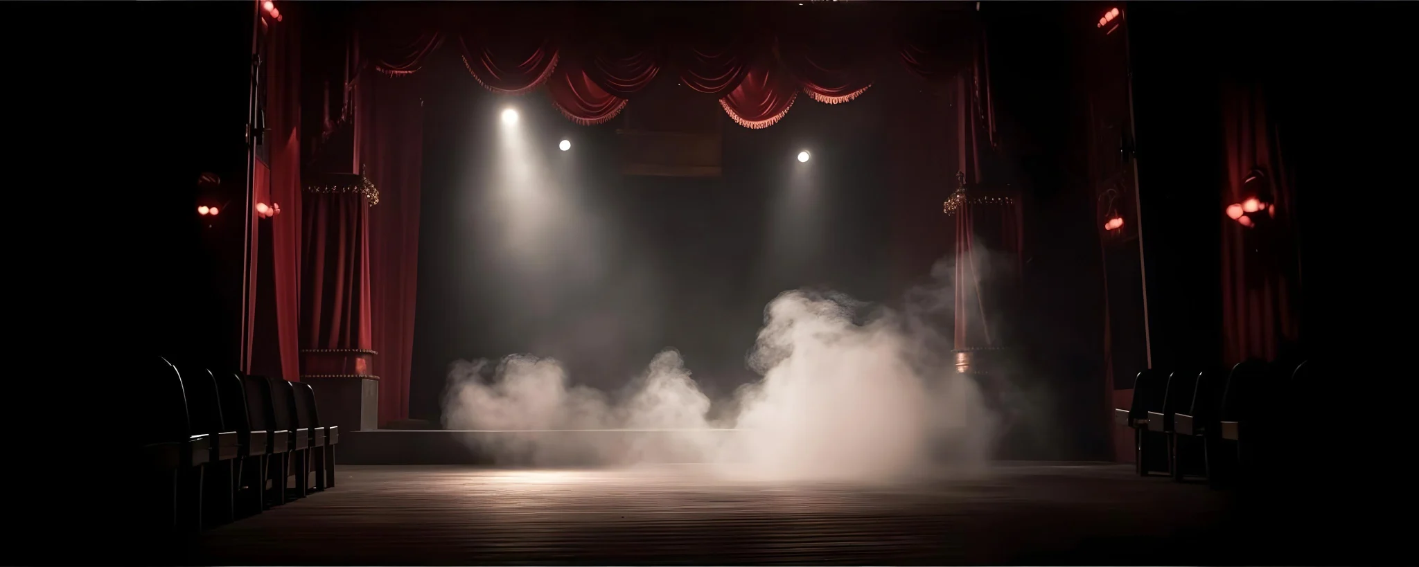 Concert stage with dramatic fog machine effects and vibrant lighting 3
