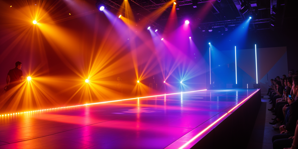Fashion show runway with professional lighting featuring spotlights and ambient lighting to enhance - Essential Fashion Show Lighting Ideas [February 2025] - Vorlane