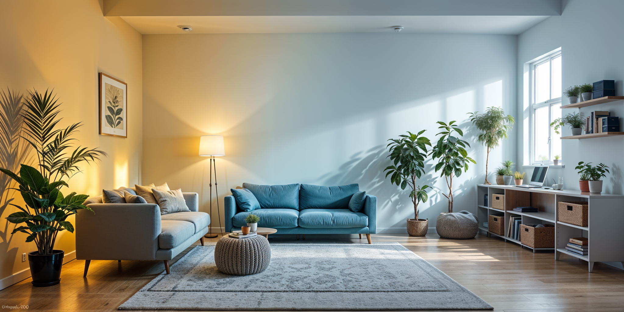 Home interior displaying a gradient of color temperatures from warm to cool illustrating lighting e - 100% Best Guide to Color Temperature (Kelvin) [February 2025] - Vorlane