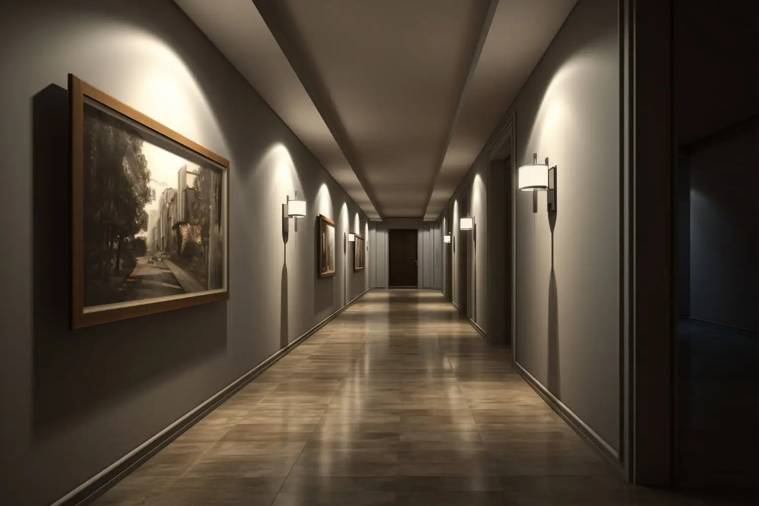 Stylized bookmark lights in a corridor accentuating the soil conditional theme for readers - Choosing the Right Lighting Fixtures for Corridors - Vorlane